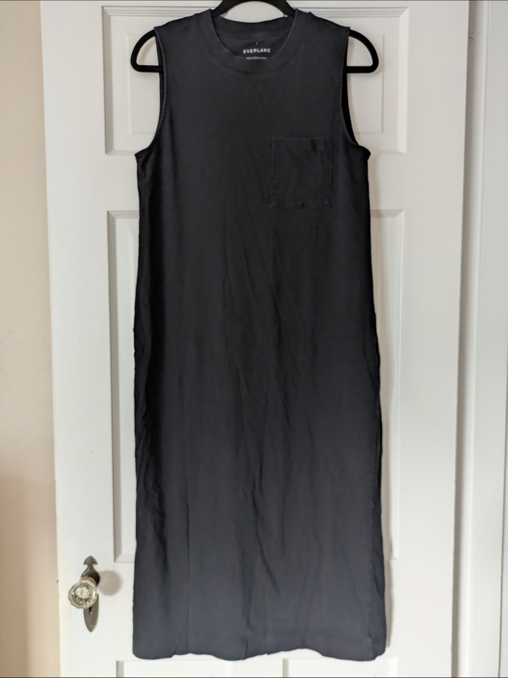 Everlane Black Sleeveless Maxi Dress with Chest Pocket L